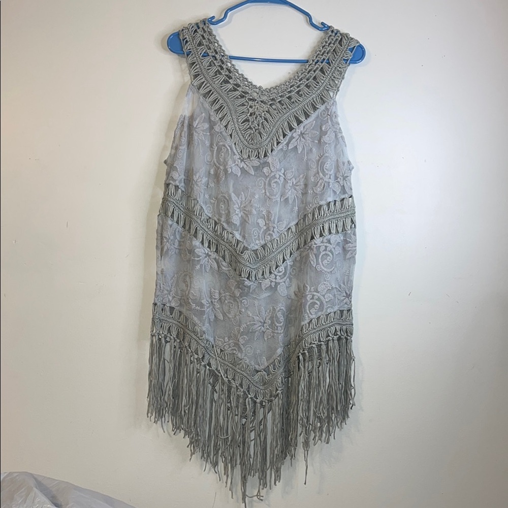 Advance Apparels Light Gray Crochet Top #69 🏷️ - Picture 3 of 5